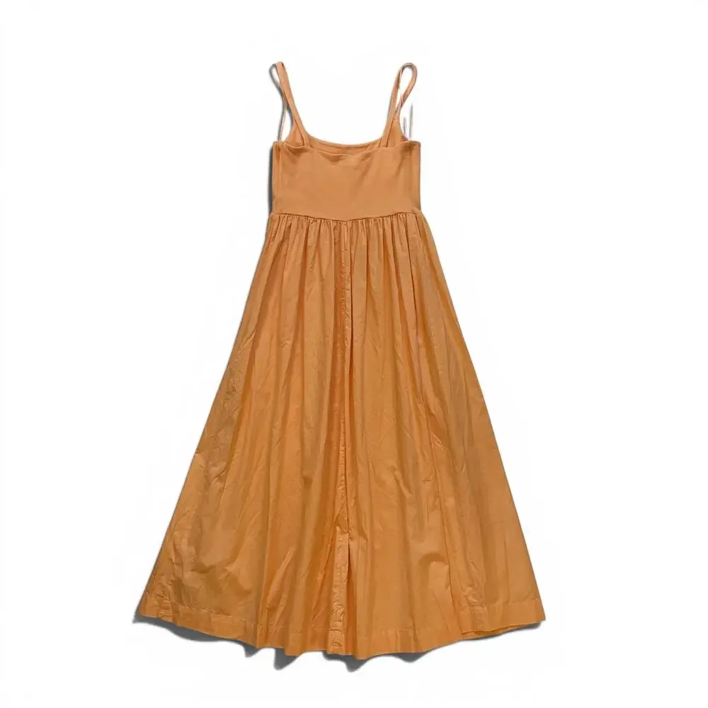 Old Navy Sunfish Orange Midi Dress Small Cotton Fit Flare Summer Sundress - Picture 5 of 8